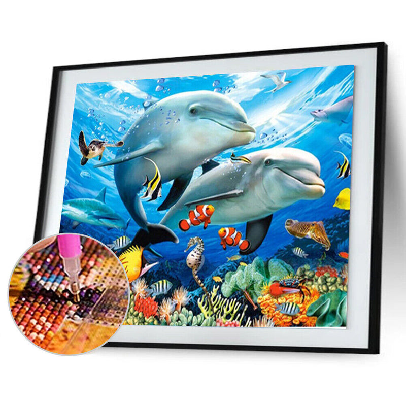 Brother Dolphin 5D Diamond Painting Embroidery DIY Cross Stitch Home Decor Newly