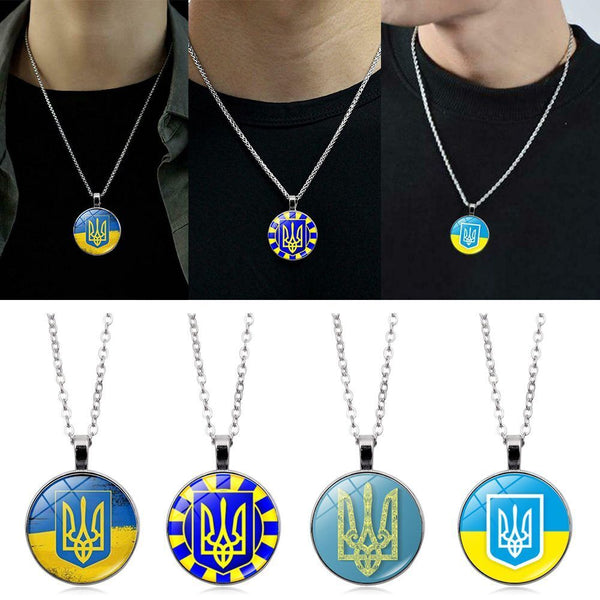 Women Men I Stand with Ukraine Charm Pendant Ukrainian Flag Ukraine Necklace