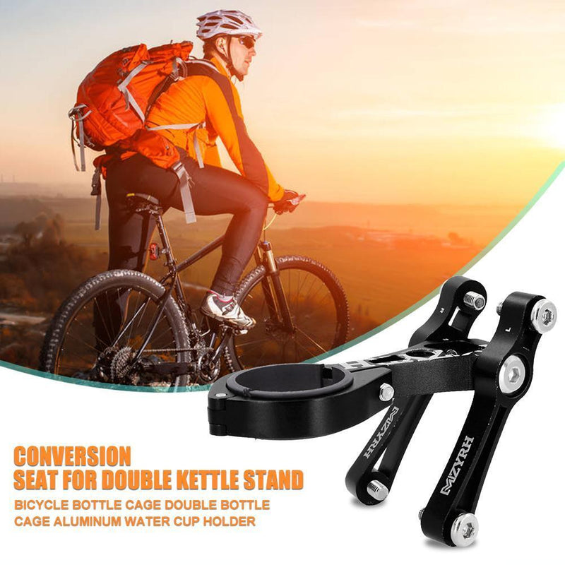 Bike Handbar Double Water Bottle Holder Clamp Bicycle Adapter Clip (Black) Newly