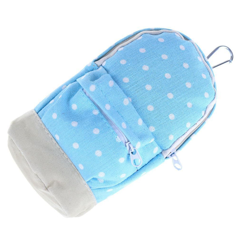Korean Style Dots School Pencil Case Canvas Pen Bag Stationery Pouch(Blue)