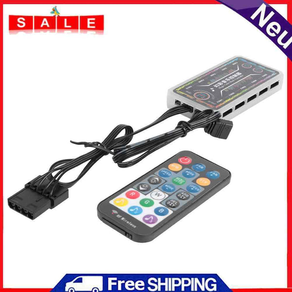 10-Port RGB Cooling Fan Remote Control Brightness Adjustable Music Controller