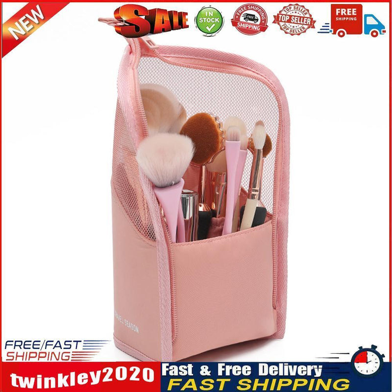 Zipper Waterproof Cosmetics Storage Bag Makeup Brush Holder Pouch (Pink) Newly