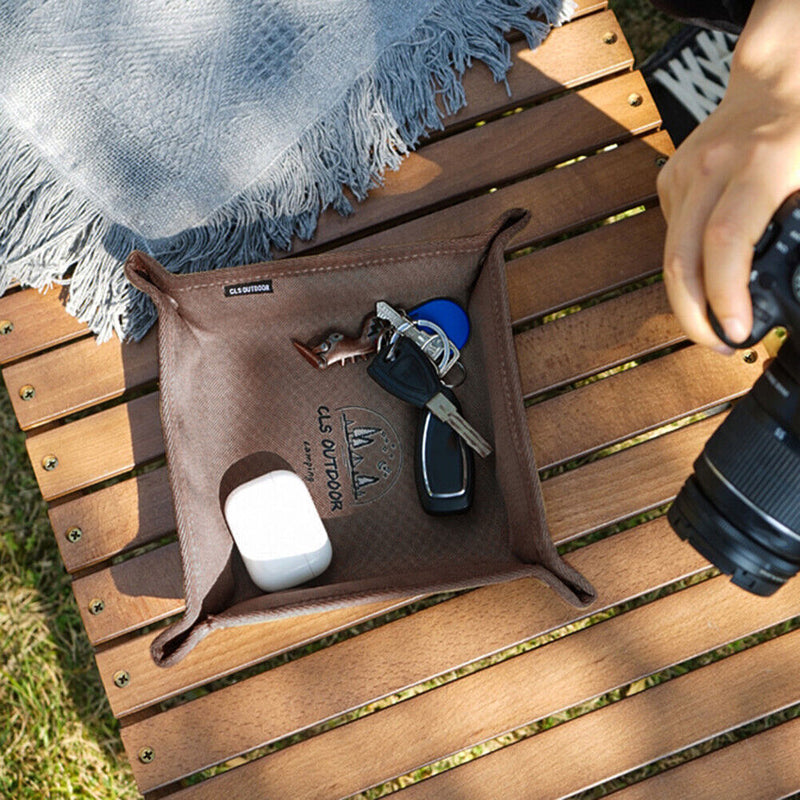 Portable Desktop Storage Box Square Multi-function Foldable Plate for Outdoor