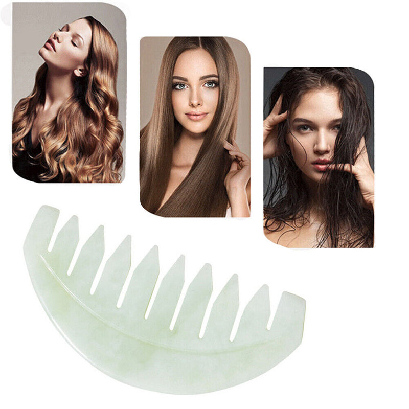 Jade Hair Brush Scalp Massage Meridian Retro Gua Sha Scraping Stone Board Newly