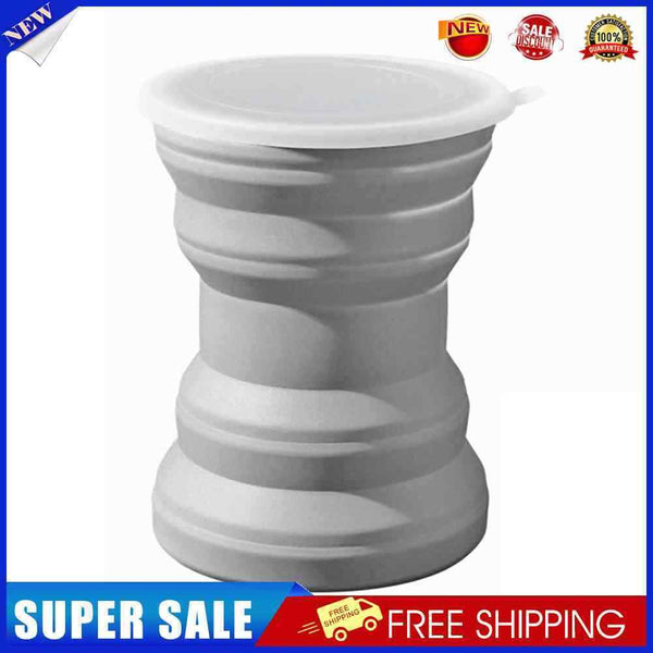 #A Foldable Silicone Water Cup with Lid Telescopic Portable Outdoor Drinking Bot