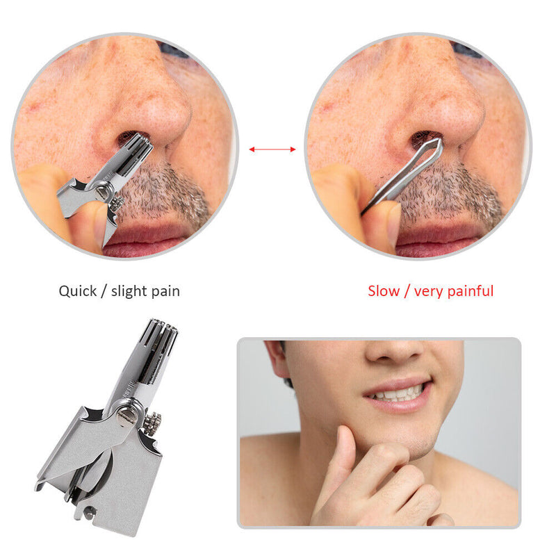 Nose Trimmer for Men Stainless Steel Manual Nasal Razor Washable (Metal)