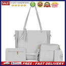 4pcs/set Litchi Pattern Women Shoulder Handbags Solid Color Clutch Card Holder
