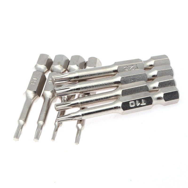 8Pcs 50mm Magnetic Head Bits S2 Chrome Plated Steel Torx Screwdriver Bit Se