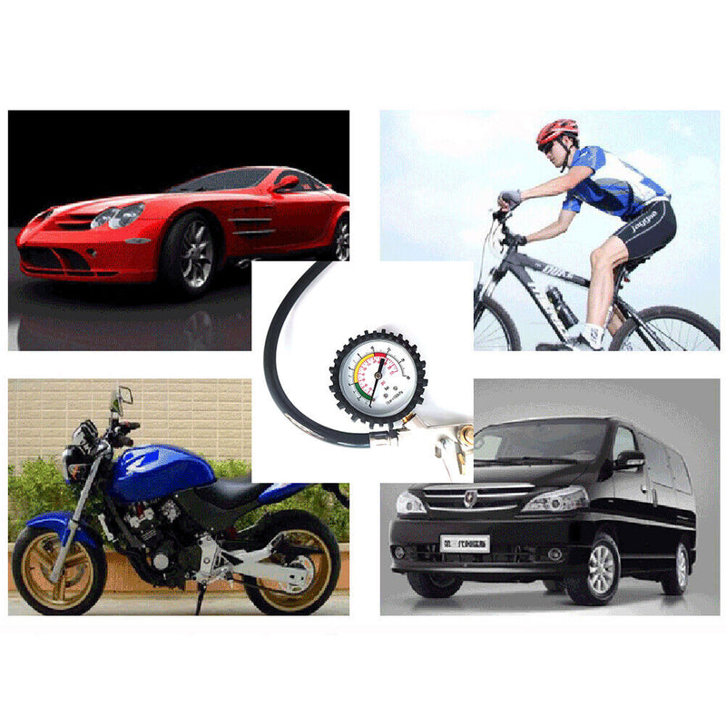 AUTO TRUCK TYRE TIRE AIR INFLATOR DIAL PRESSURE METER GAUGE COMPRESSOR TOOL