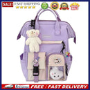 Preppy Style Contrast Color Large Backpack Women Travel Knapsack with Bear Badge