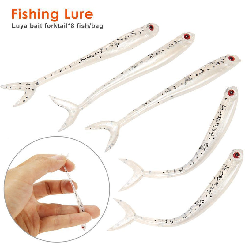 8pcs/lot Soft Fish Fork Tail Fishing Lures Artificial 1.7g 8cm Bionic Baits F