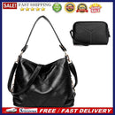 2pcs Women PU Bag Set Handbags Shoulder Bag+Mini Phone Bag Clutch(Black)