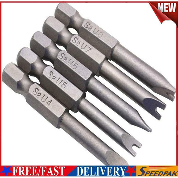 5pcs 50mm U4-U8 S2 Alloy Steel Magnetic U Shaped Electric Screwdriver Bits #F