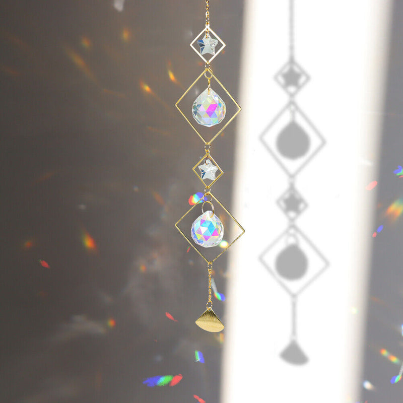 Fashion Suncatcher Crystal Pendant Moon Sun Ball Prism Drops Rainbow Maker