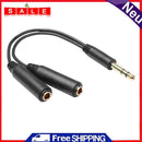 6.35mm Male to 2 6.35mm Female Cable Adapter 1/4Y Splitter Stereo Audio Cord