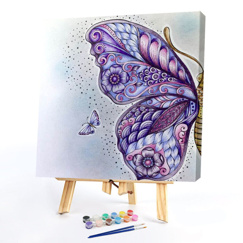 Oil Paint by Numbers Butterfly Canvas Artwork Living Room Picture Decoration Kit