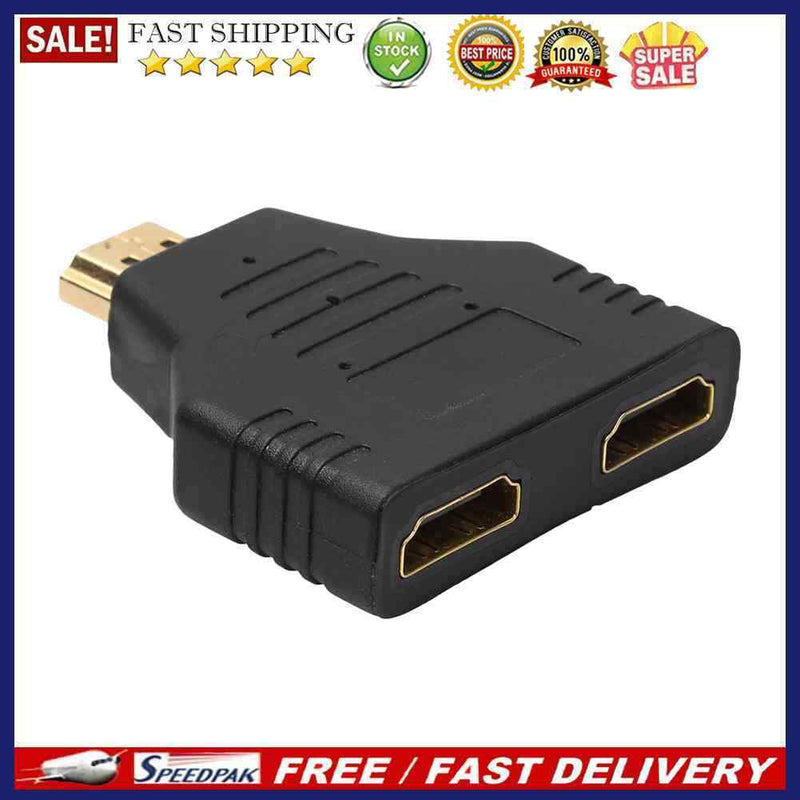 Portable 1080P HDMI-compatible Male to 2 Female 1 In 2 Out Splitter Adapter Prot