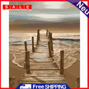 Painting By Numbers DIY Wooden Bridge Hand Painted Canvas Oil Art Picture Kit