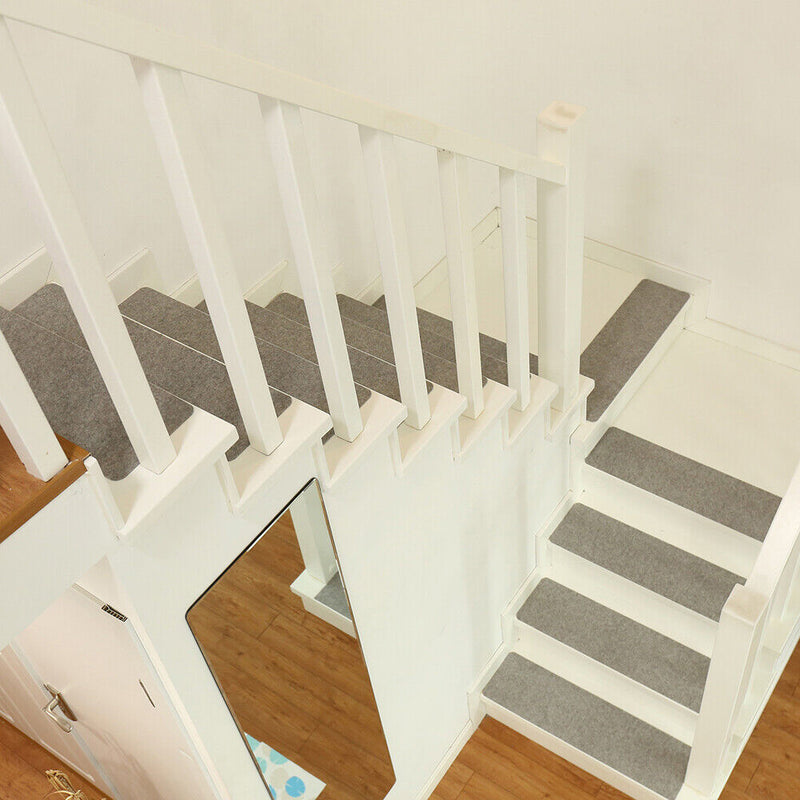 14pcs Stair Carpet Mats Self-adhesive Non-slip Stair Stepping Protector Rug