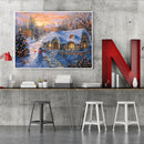 Frameless Oil Paint By Numbers DIY Christmas House Picture Craft Kit for Home