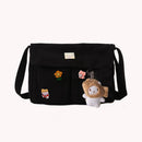 Women Crossbody Bags Canvas Handbags Pendant Badges Messenger Pouch for Shopping