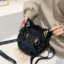 Women Plush Cartoon Chain Handbag Winter Zip Mini Shoulder Bag