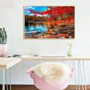 Handmade Canvas DIY Painting By Numbers Maple by Lake Kit Oil Drawing Ornaments