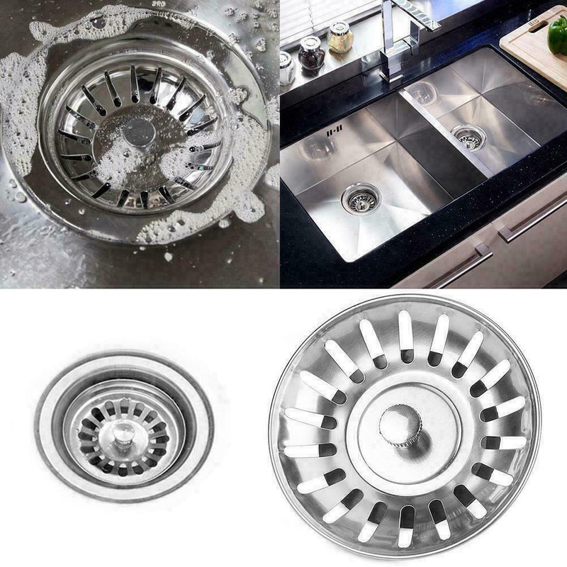 Steel Kitchen Sink Strainer Waste Plug Drain Stopper Sale Fast Bask W6Q5