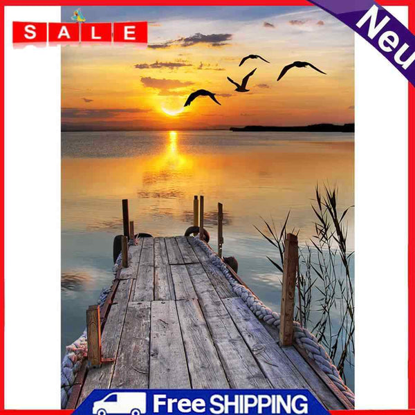 Diamond Painting Full Round Drill Coast Sunset Rhinestone Modern Handmade Craft