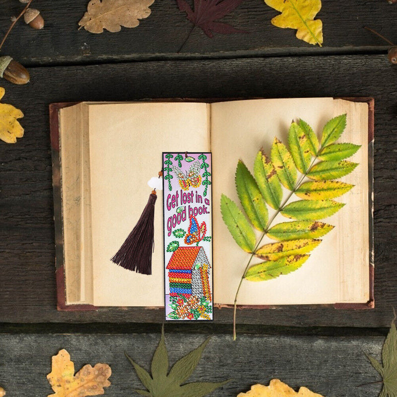DIY Special Shaped Diamond Painting House Leather Bookmark Tassel Marker Newly