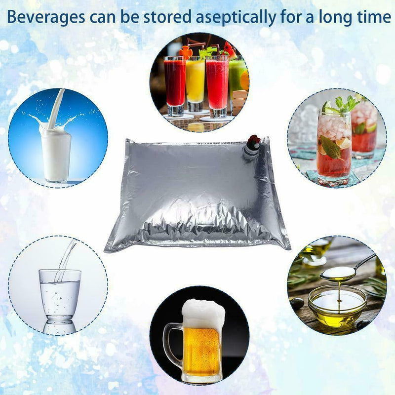 10pcs 10L Aluminum Foil BIB Bag-In-Box W/Butterfly Pouch Wine Champagne Tap L9I9