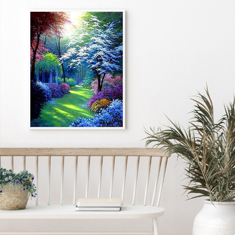Colorful Woods Oil Paint By Numbers Kits DIY Handpainted on Canvas Wall Art