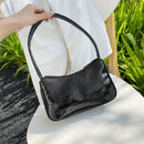 Retro Alligator PU Leather Handbag Women Casual Totes Shoulder Bag (Black)