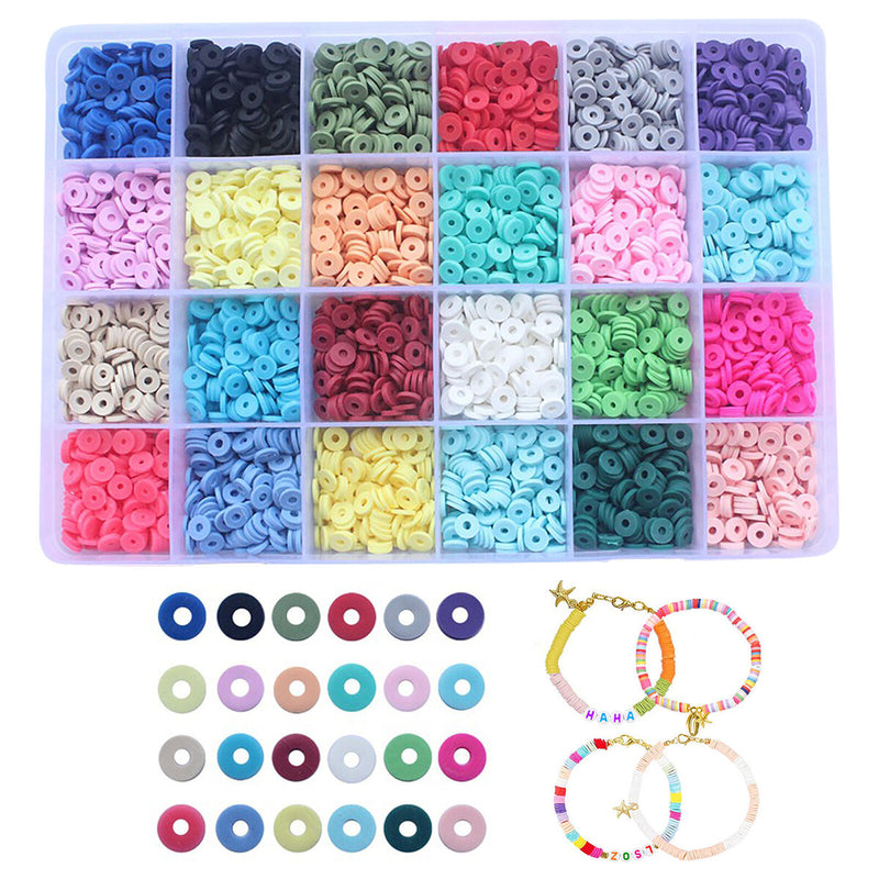 Polymer Clay Beads-Handmade Flat Round Spacer Beads DIY Jewelry Marking Kit