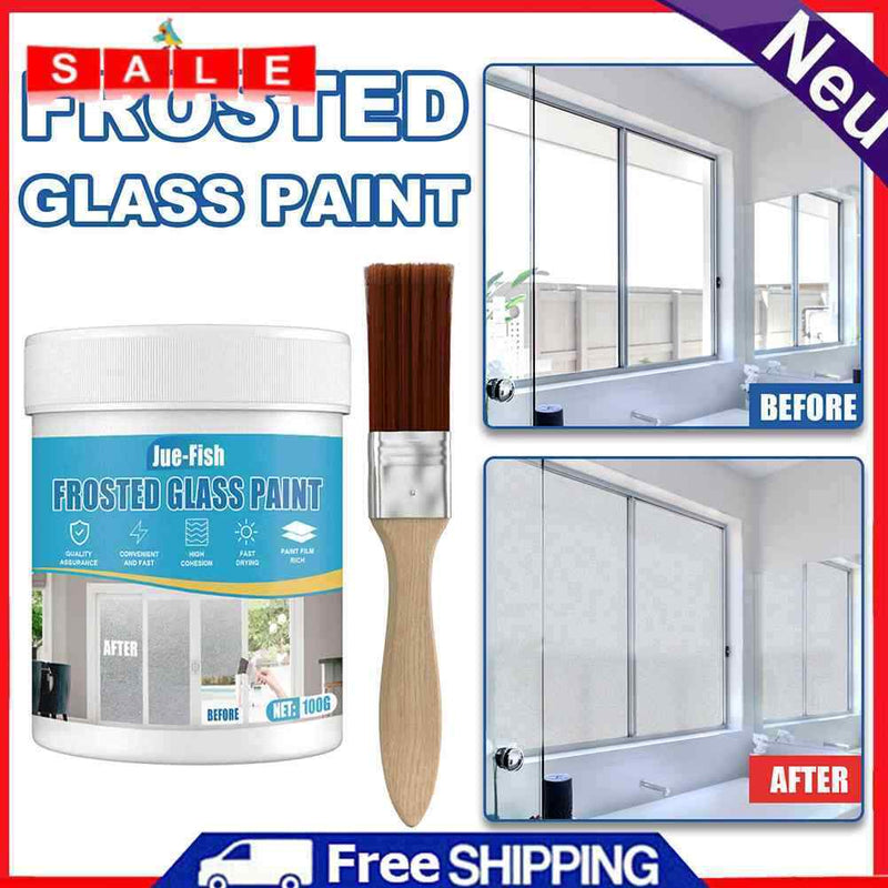 100g Milk Glass Adhesive Color with Brush, Window Privacy Screen for Office, Bathroom,