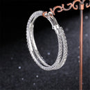 Round Circle Shiny Drop Earrings Crystal Hoop Earrings Dangle Jewelry Ear Stud