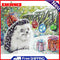 Frameless Hand Painted Picture DIY Snowing Hedgehog Painting By Numbers Craft