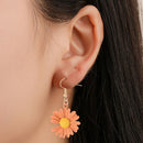 Korean Daisy Hook Dangle Earrings Women Sweet Flower Ear Jewelry (Pink) Newly