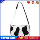 Plush Handbags Female Cow Print Shoulder Underarm Bag Chain Tote Purses (2)