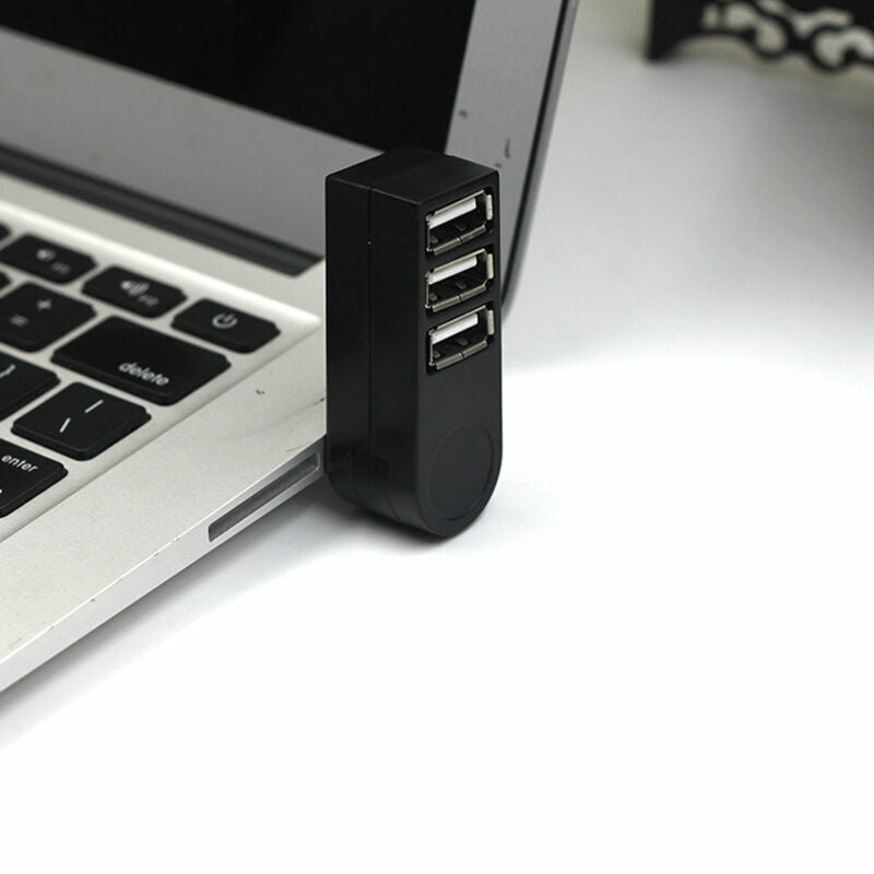 Mini 3 Port USB 2.0 Rotate Splitter HUB High Speed Laptop Expansion R6A9