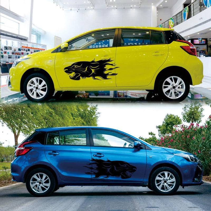 2pcs Lion Totem Decals Car Stickers Personality Auto Side Body Stickers Black