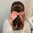Ribbon Bow Hair Tie Rope Women Satin Hairband Ponytail Holder (Bean Red)