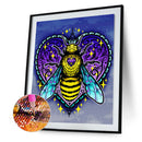 5D DIY Full Round Drill Diamond Painting Purple Caring Bee Drawing