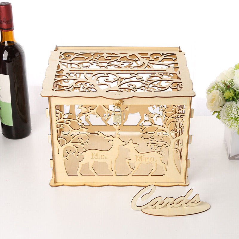 DIY Wooden Wedding Card Box Business Card Boxes Party Favor Decor (JM01367)