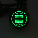 3.1A LED Light  Auto Outlet Power Dual Port USB Car Charger Motorcycle Charging