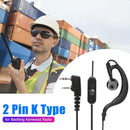 2 Pin G-Shape K Type Earpiece Headset PTT Mic Earhook for Kenwood Baofeng Radio
