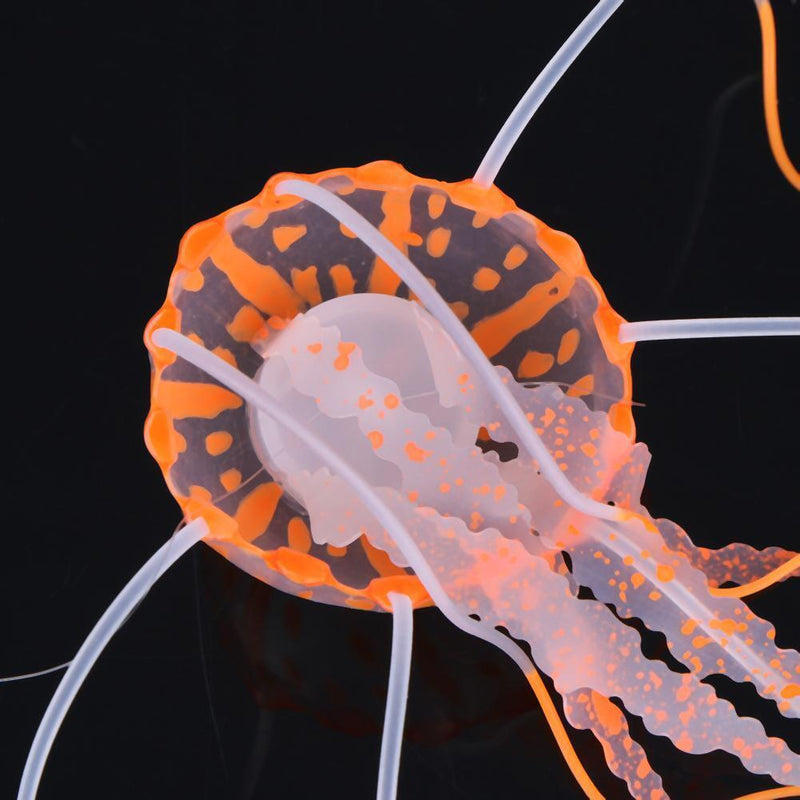 Simulation Artificial Jellyfish Glowing Aquarium Fish Tank Decor(Orange)