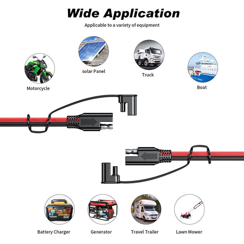 Battery Charging Cable SAE to SAE 12V-36V 16AWG Quick Disconnect Cable (4m)