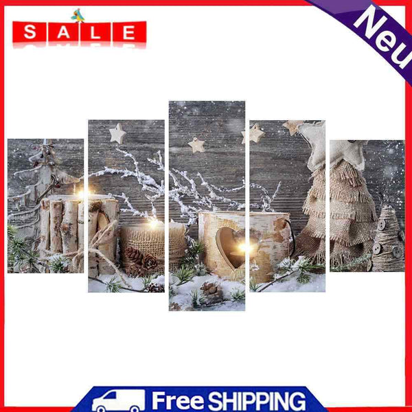 11CT Full Cross Stitch Christmas DIY 5 Panels Printed Wall Art Crafts Home Decor
