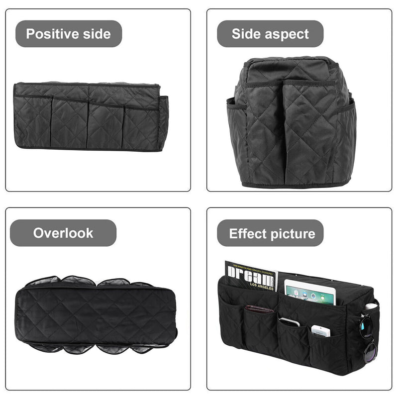 Armchair Caddy Non Slip Sofa Armrest Organizer with 14 Pockets (Black) Newly